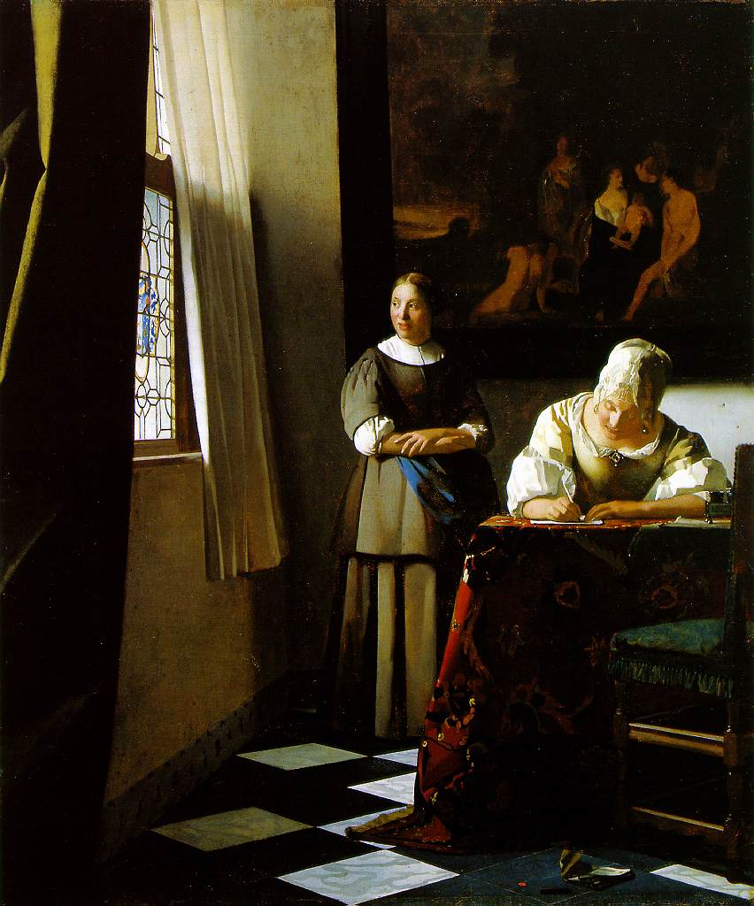 Lady Writing a Letter with Her Maid, by Johannes Vermeer