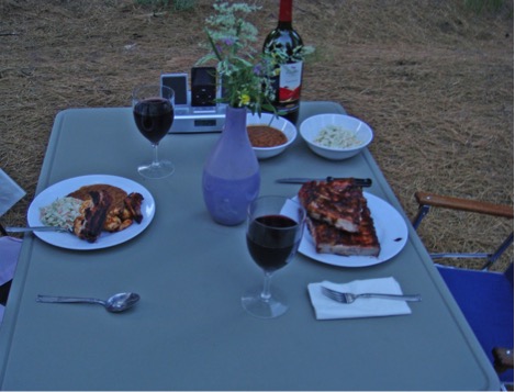 iPod and docking station while eating our 4th of July dinner in the Sierra