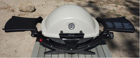 Weber Q120 Grill at our campground.