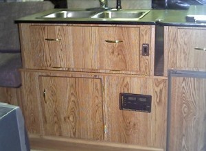 Sink and cabinet.